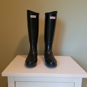 Hunter Black Tall Equestrian Rain Boots RARE